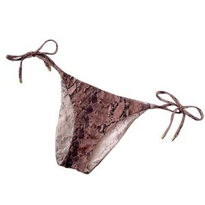 PQ Bikini Bottoms Large Swim Snake Print L Reversible Side-Tie Low Waist